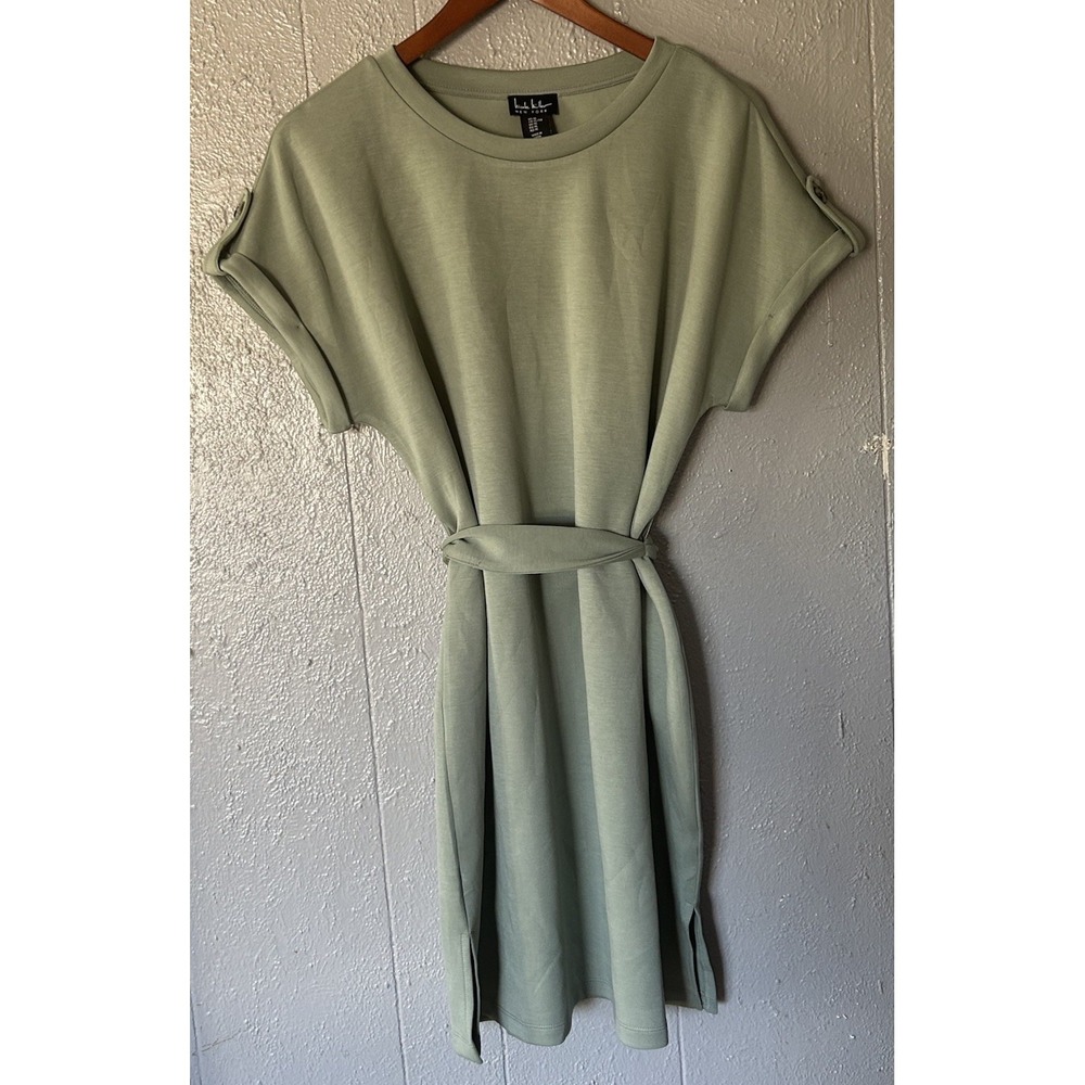 Nicole Miller Sea Foam Green Side-Tie Cap Sleeve Dress Size XL Stretch